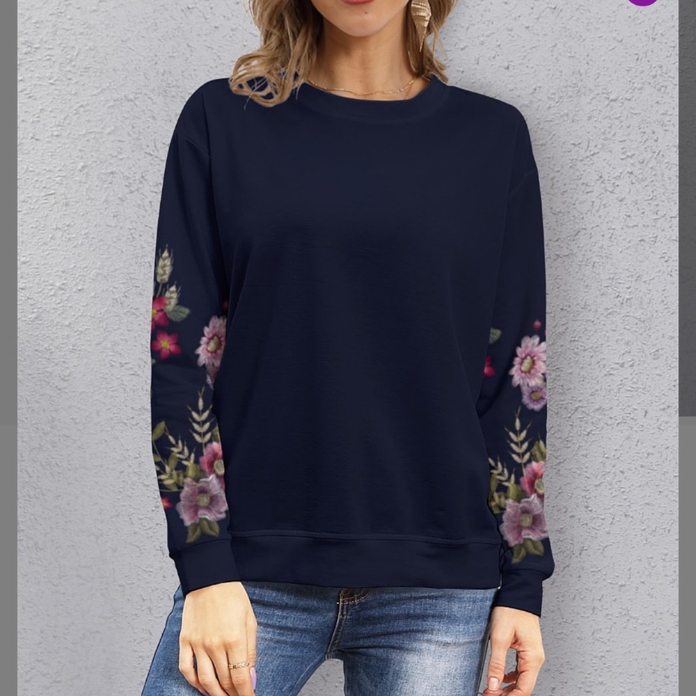 Navy & Lavender Floral Sweatshirt